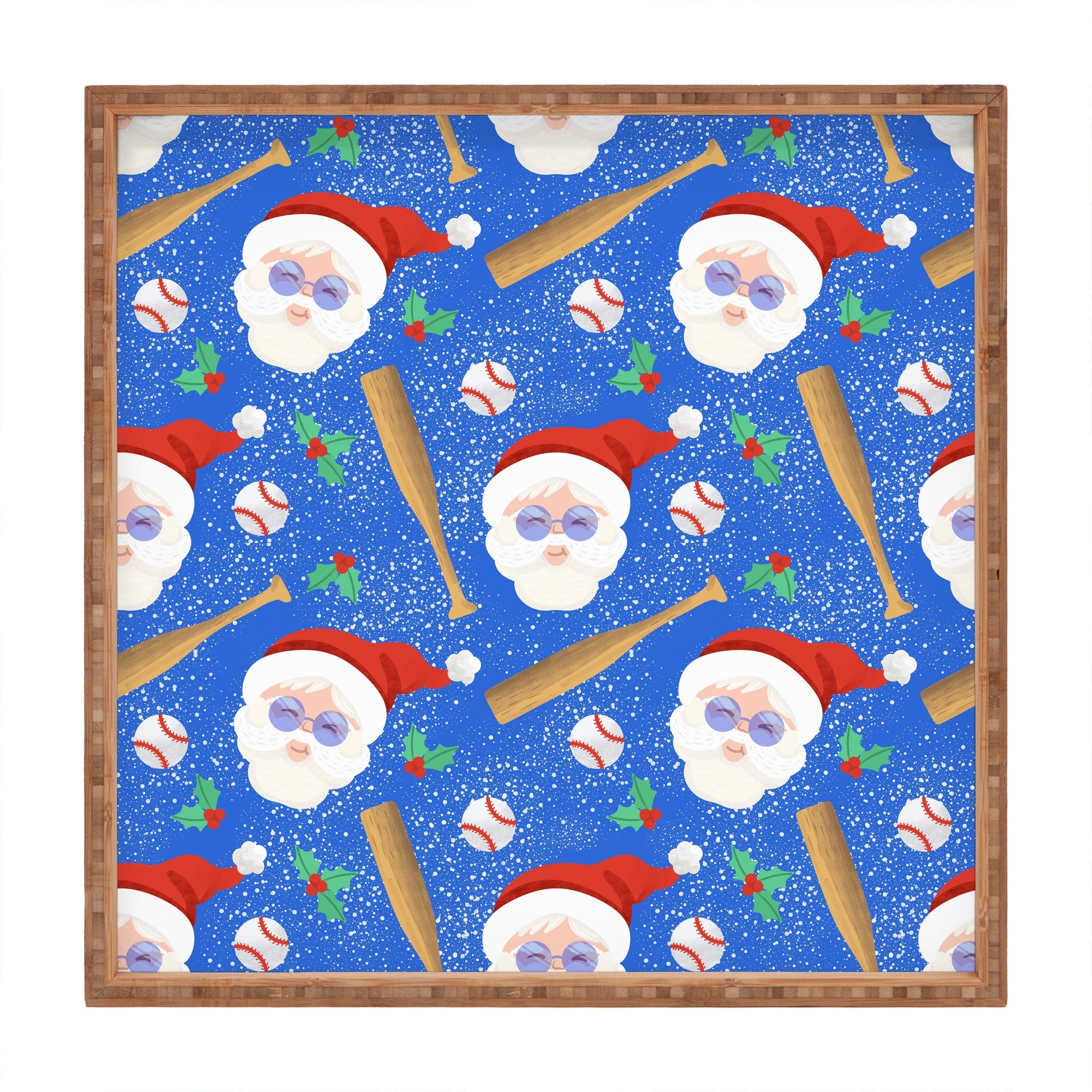 Design by Spark Sporty Baseball Santa Square Tray