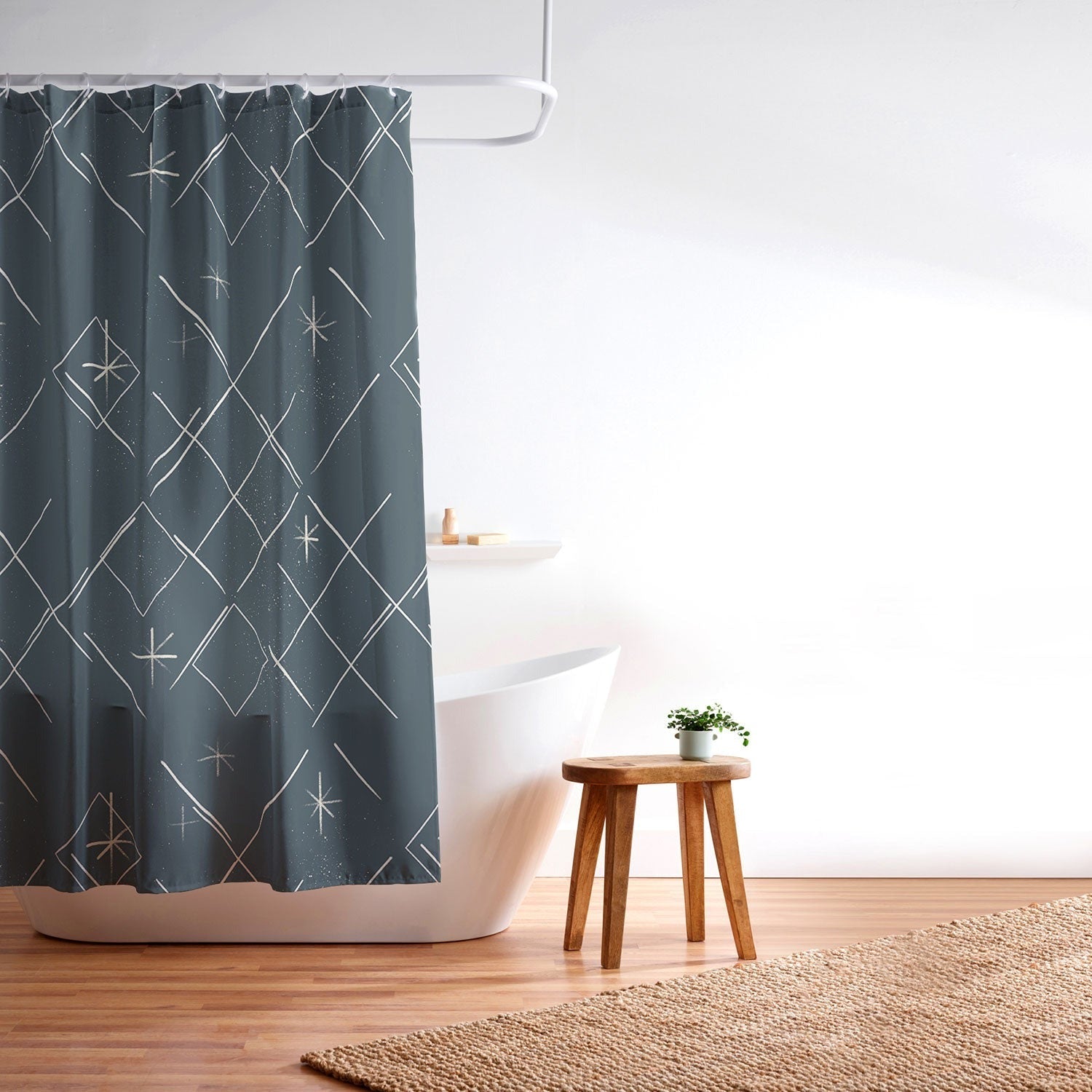 Little Om Starry Web navy Shower Curtain