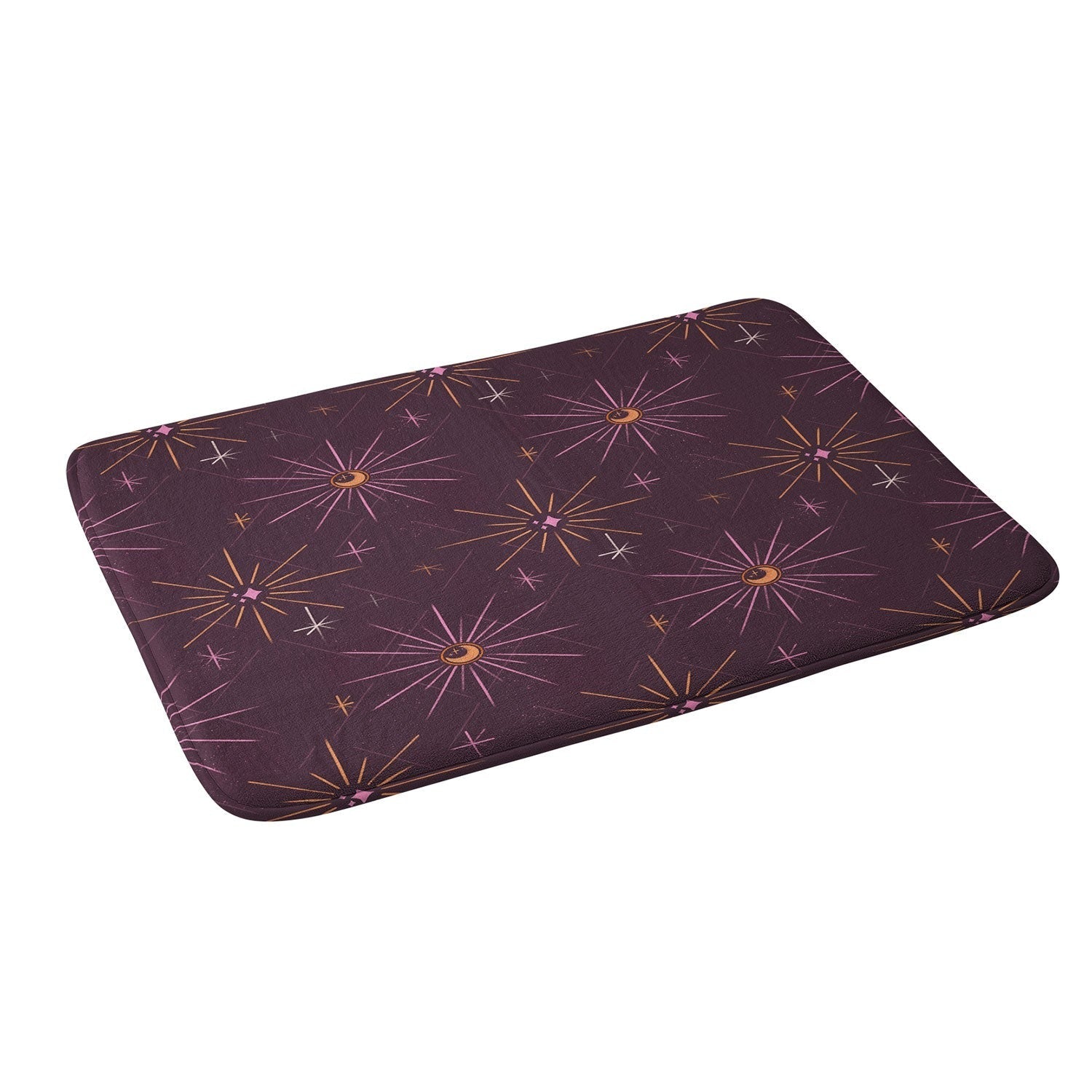 Little Om Pattern Little Moon plum Memory Foam Bath Mat