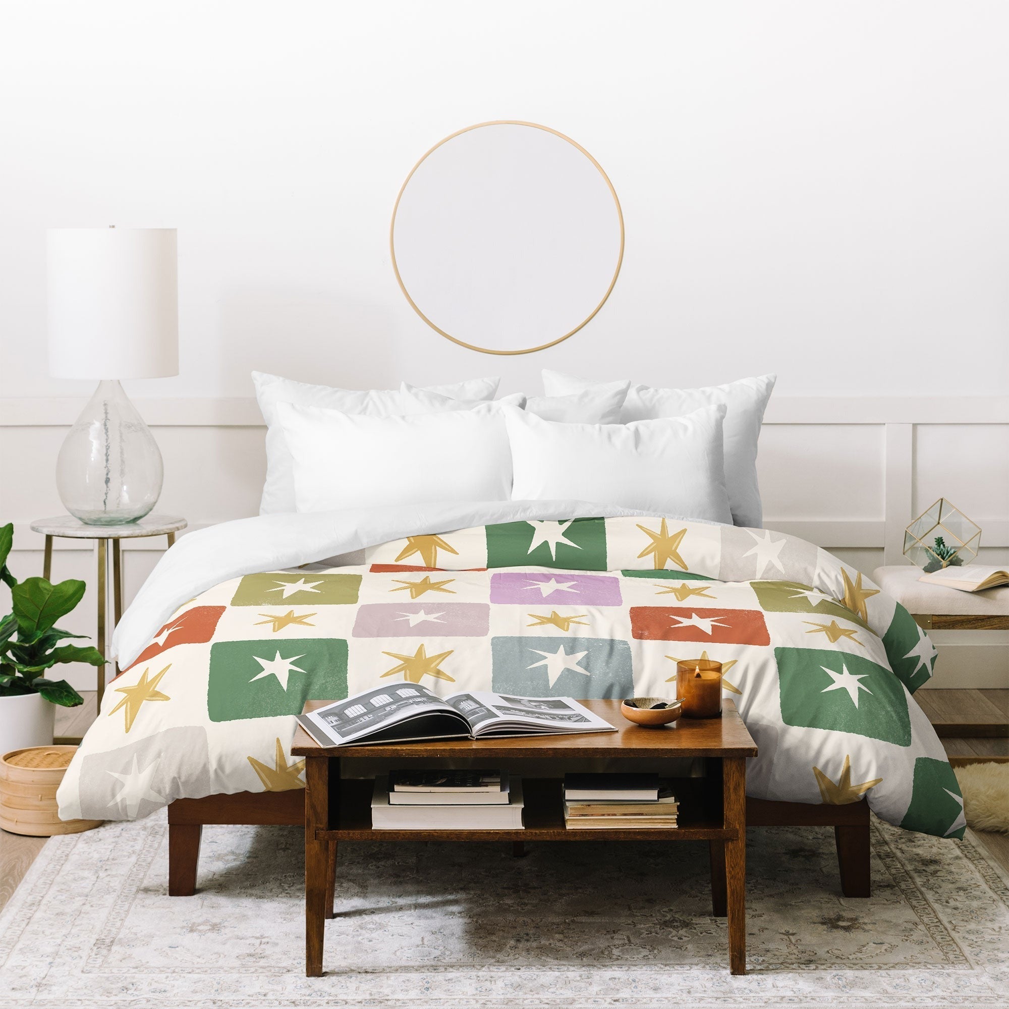 LouBruzzoni Retro Star Block Pattern Duvet Cover