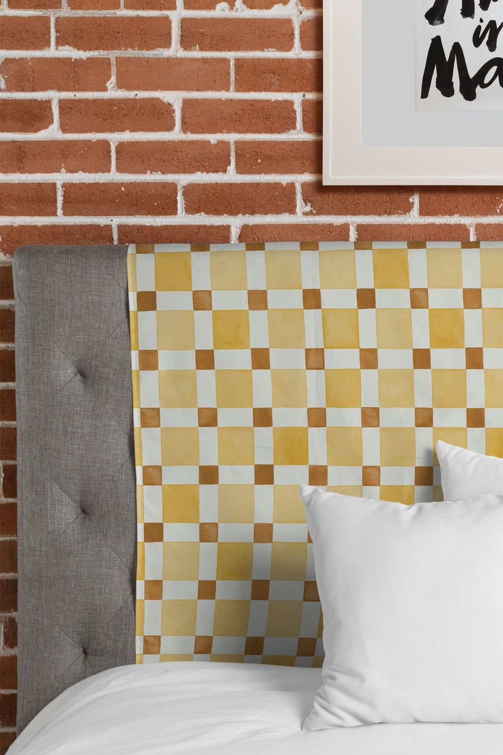Ninola Design Everyday Artifact Checker Mosaic Tiles Geometry Yellow Tapestry