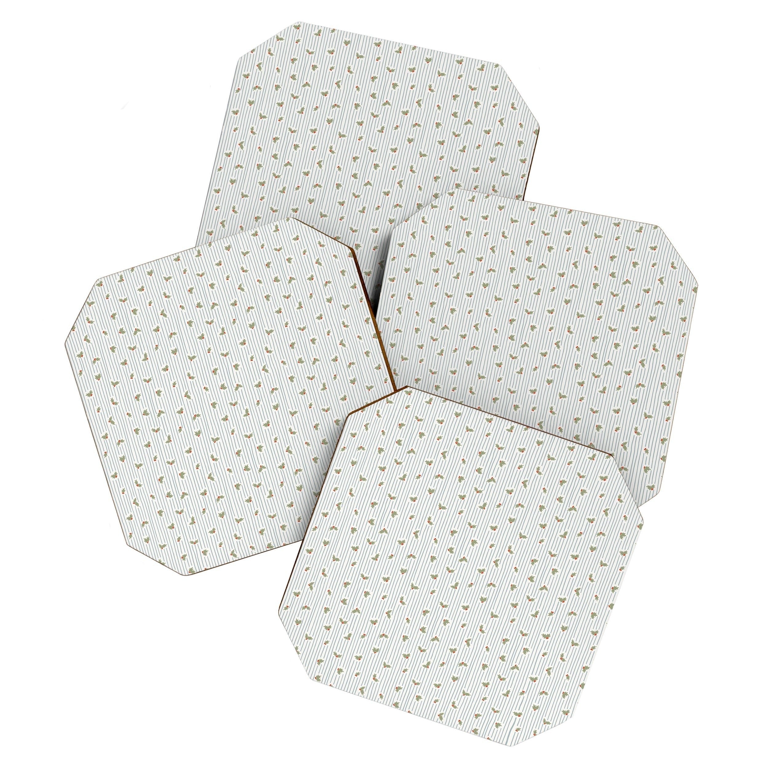 CoastL Studio Hand Drawn Holly Stripe Coaster Set
