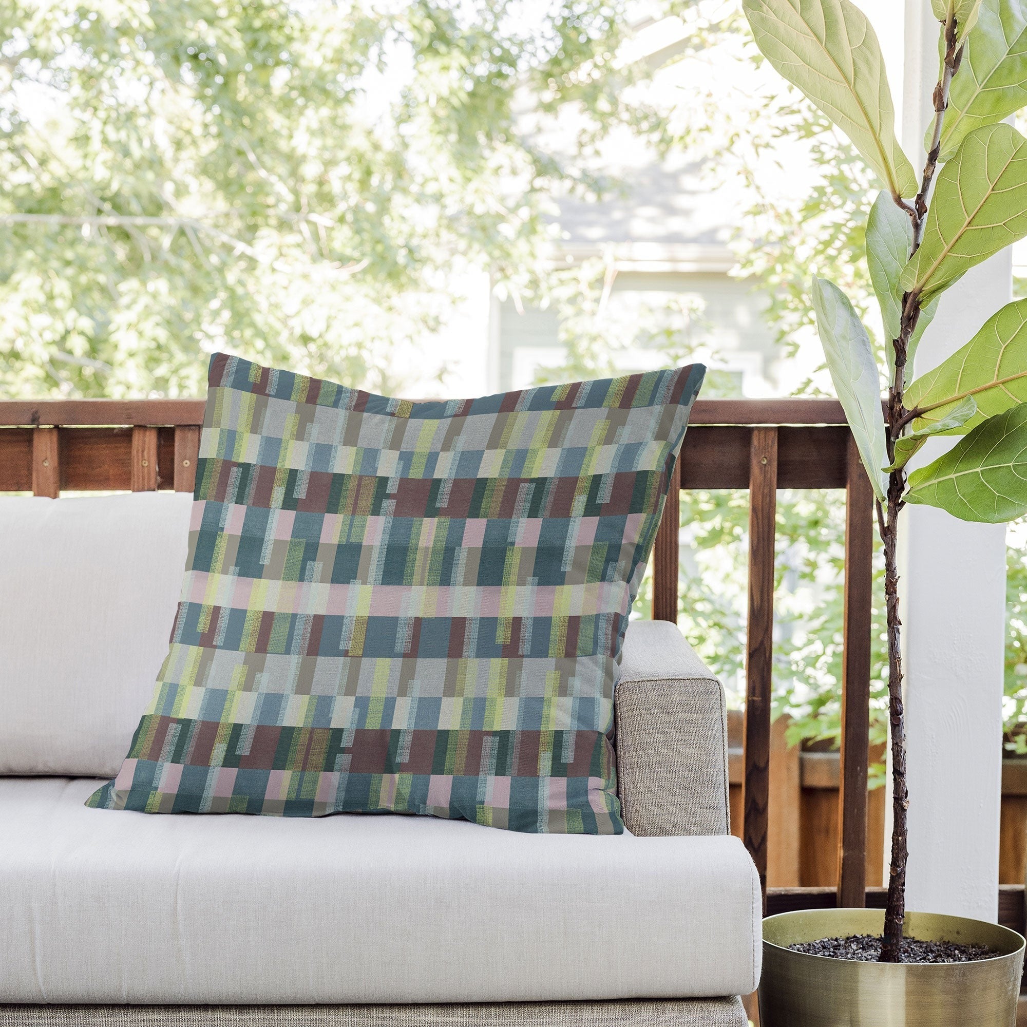 Marta Barragan Camarasa Dynamic Linear Blocks Outdoor Throw Pillow
