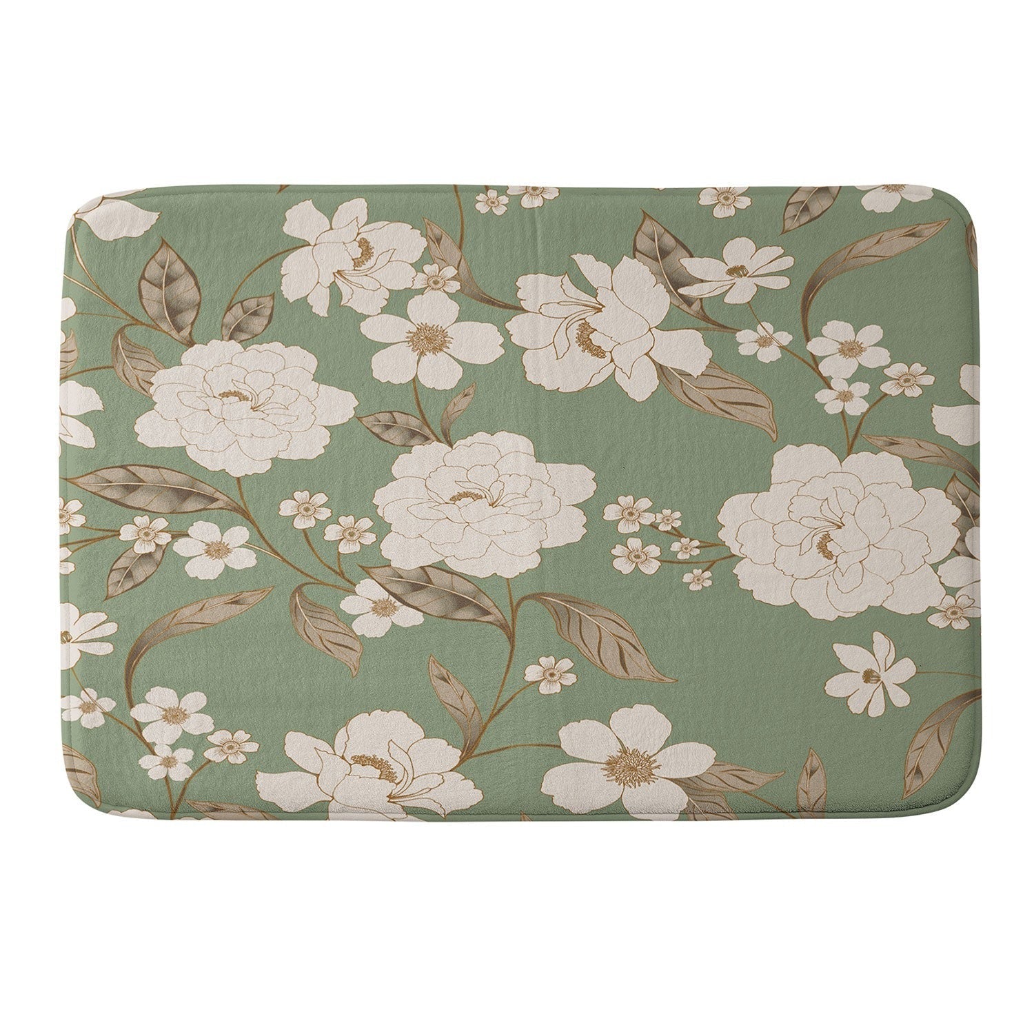 Gabriela Fuente Olive Floral Roberta Memory Foam Bath Mat
