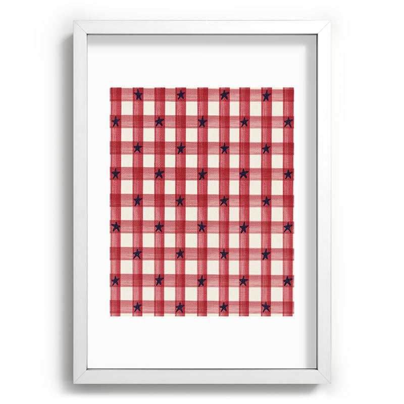 DENY Designs Red Gingham plus Stars Recessed Framing Rectangle
