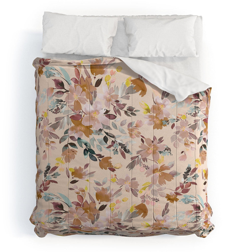 Ninola Design Botanic Retreat Floral Oleander Whimsical Soft Pink Comforter