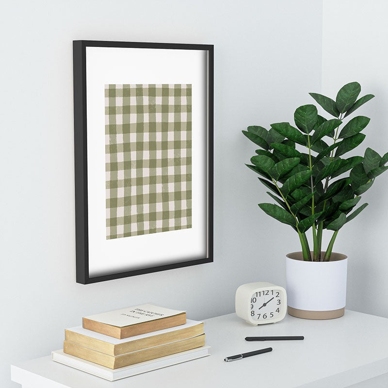 Menina Lisboa Rustic Green Plaid Recessed Framing Rectangle