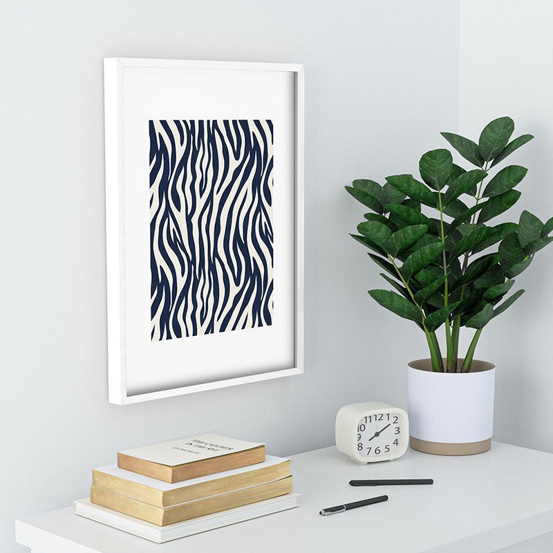 Avenie BR Navy Tiger Stripes Recessed Framing Rectangle