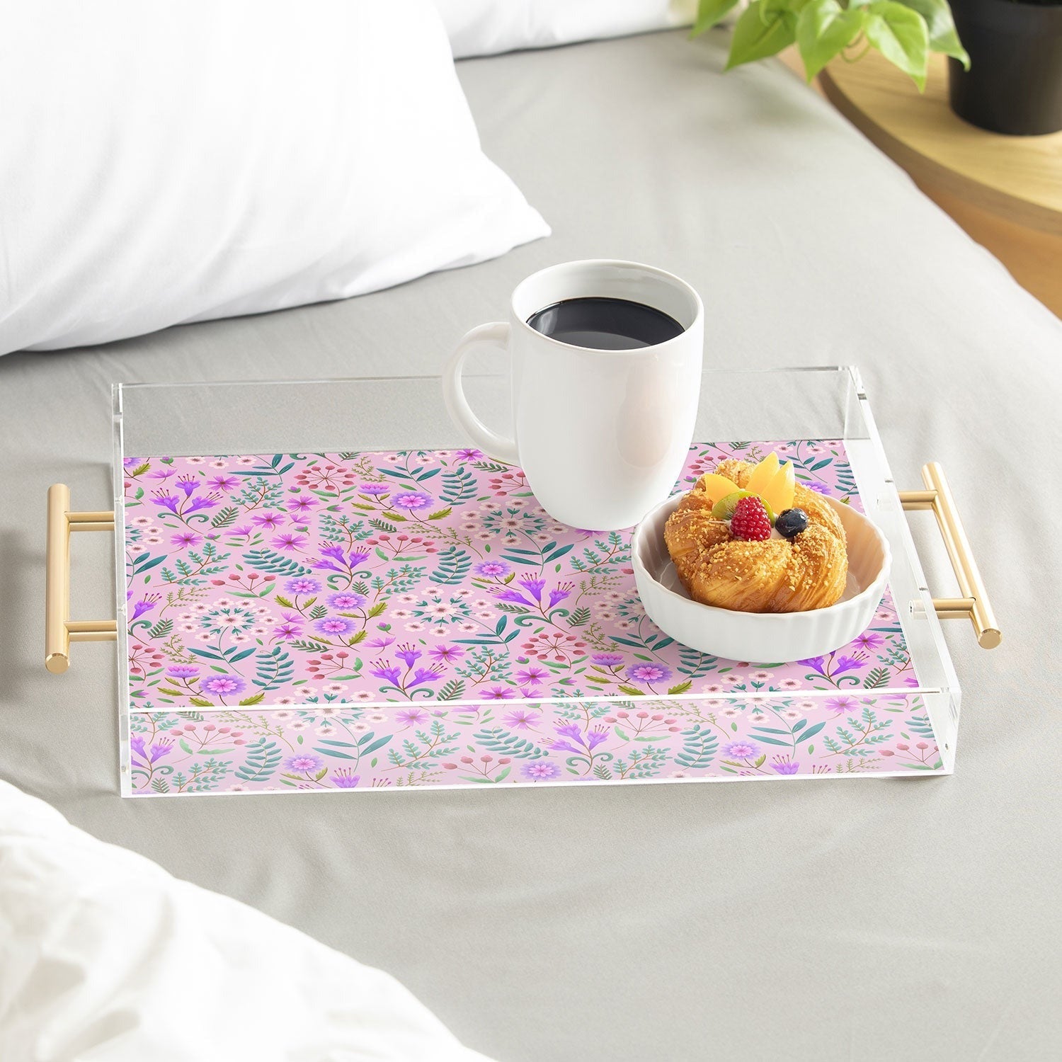 Pimlada Phuapradit Ditsy Purple Floral Half Drop Acrylic Tray