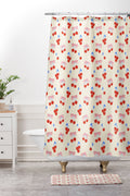 Design by Spark Cherries And Ribbons Shower Curtain And Mat