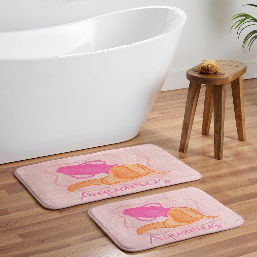 Little Om Zodiac Sign Aquarius Memory Foam Bath Mat