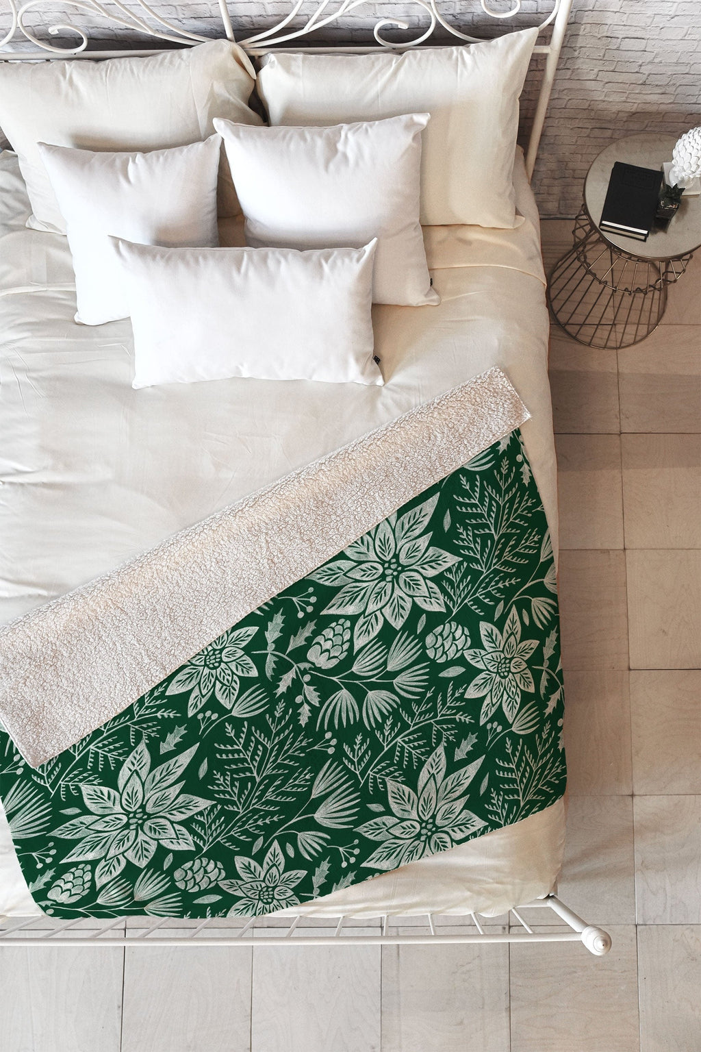 Pimlada Phuapradit Christmas Poinsettia Fleece Throw Blanket