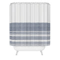 Kierkegaard Design Studio organic stripes naut navy blue and white Shower Curtain