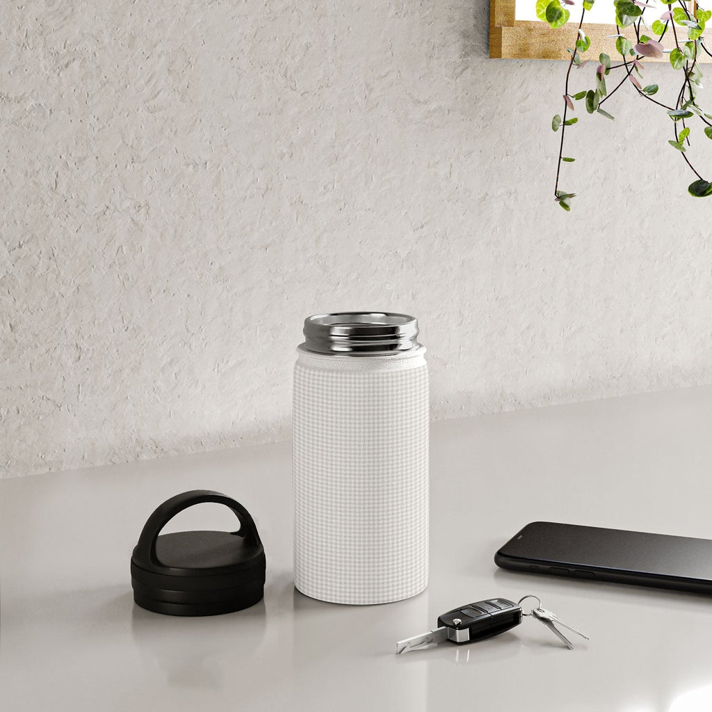 Colour Poems Gingham Plaid Pattern Cloud White Water Bottle