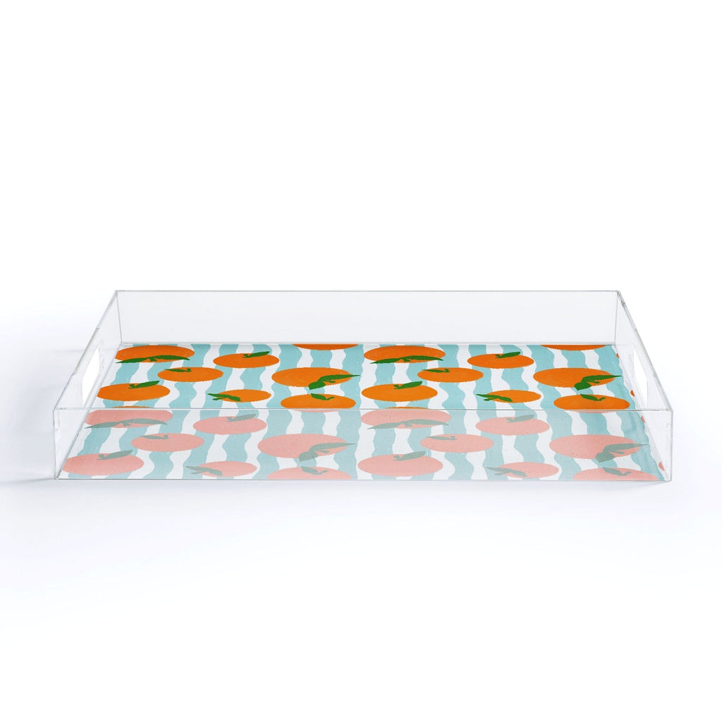 Design by Spark Zesty Oranges and Stripes Acrylic Tray