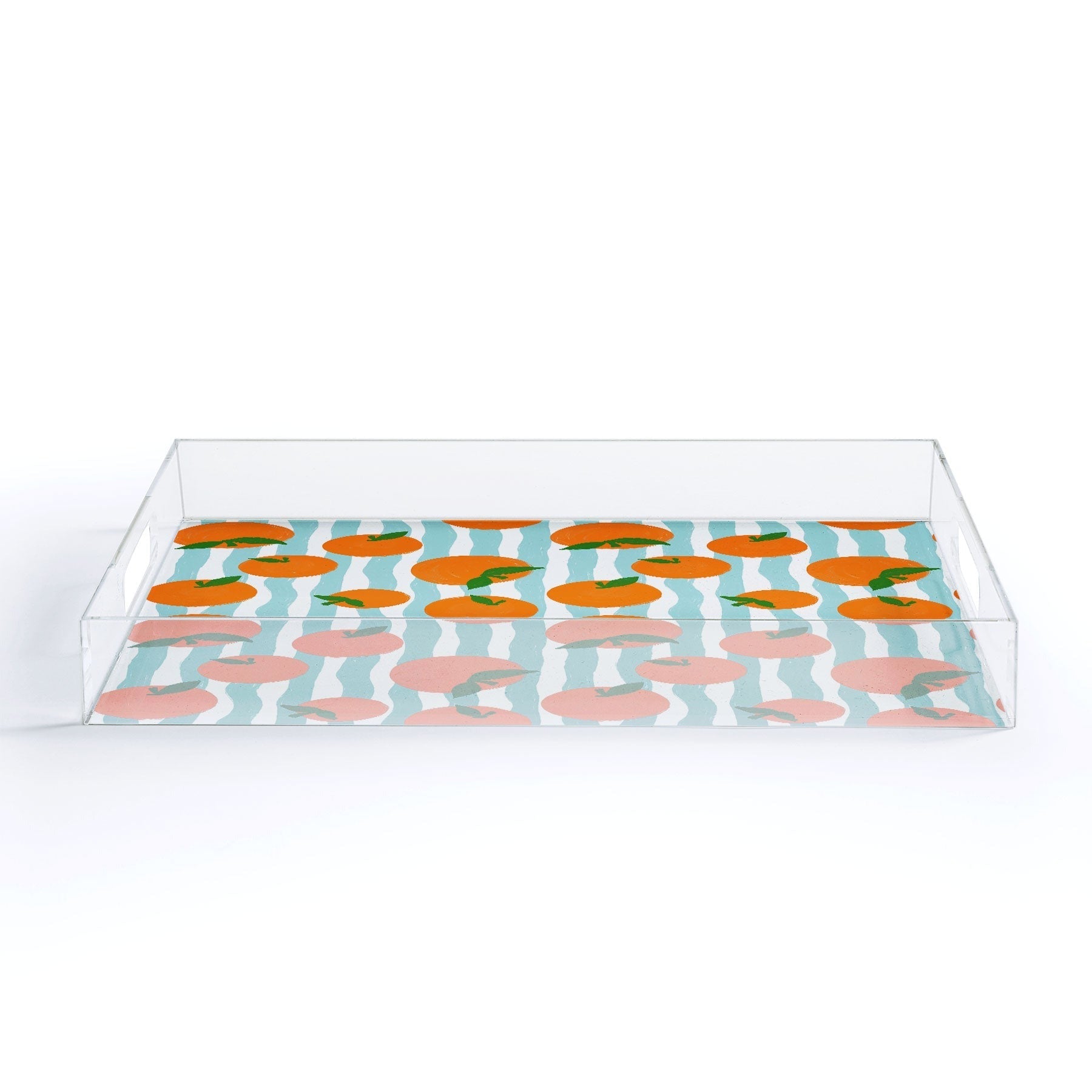 Design by Spark Zesty Oranges and Stripes Acrylic Tray