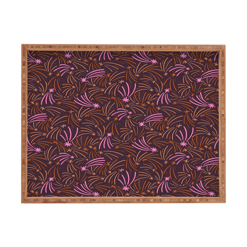 Little Om Pattern Shooting Stars plum Rectangular Tray