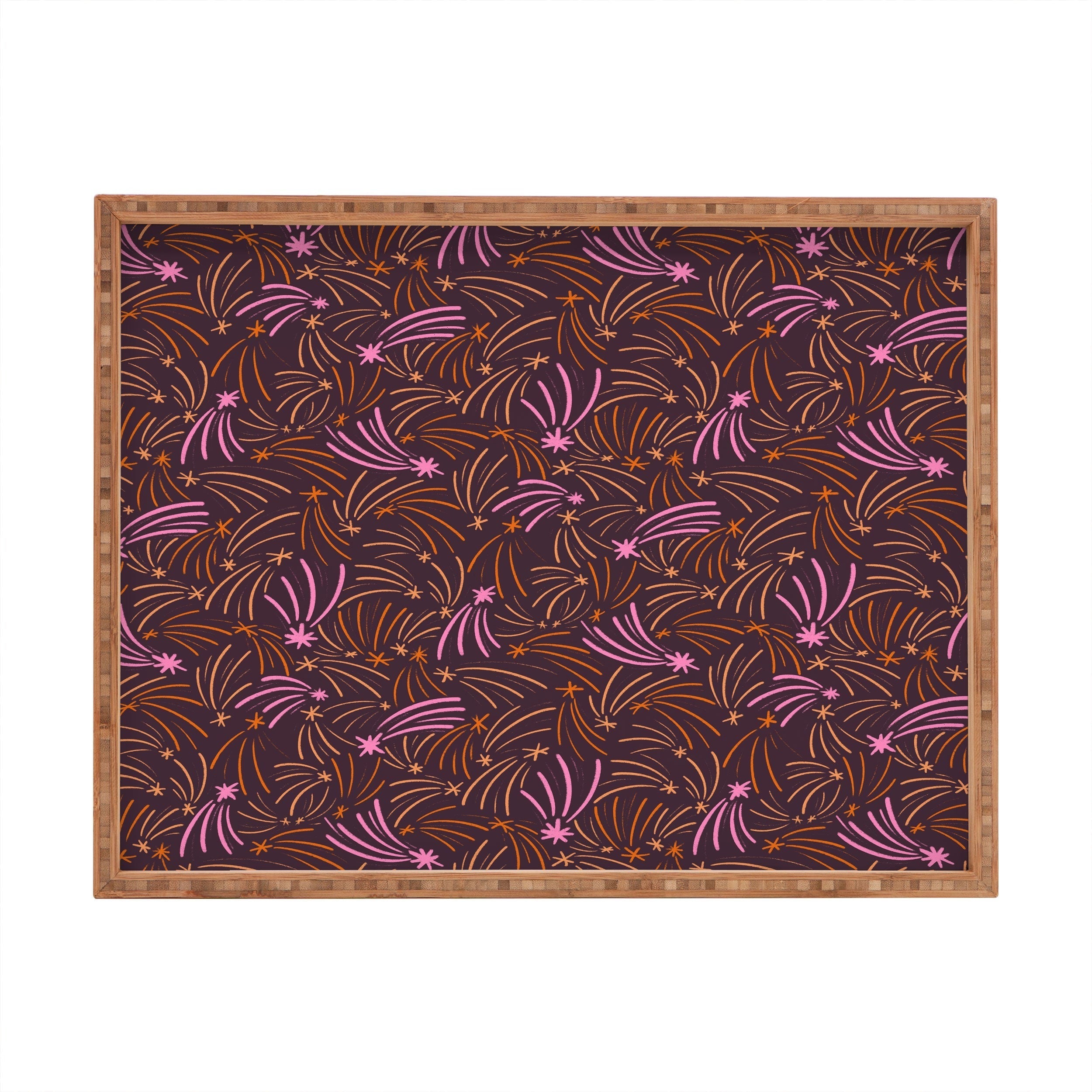 Little Om Pattern Shooting Stars plum Rectangular Tray