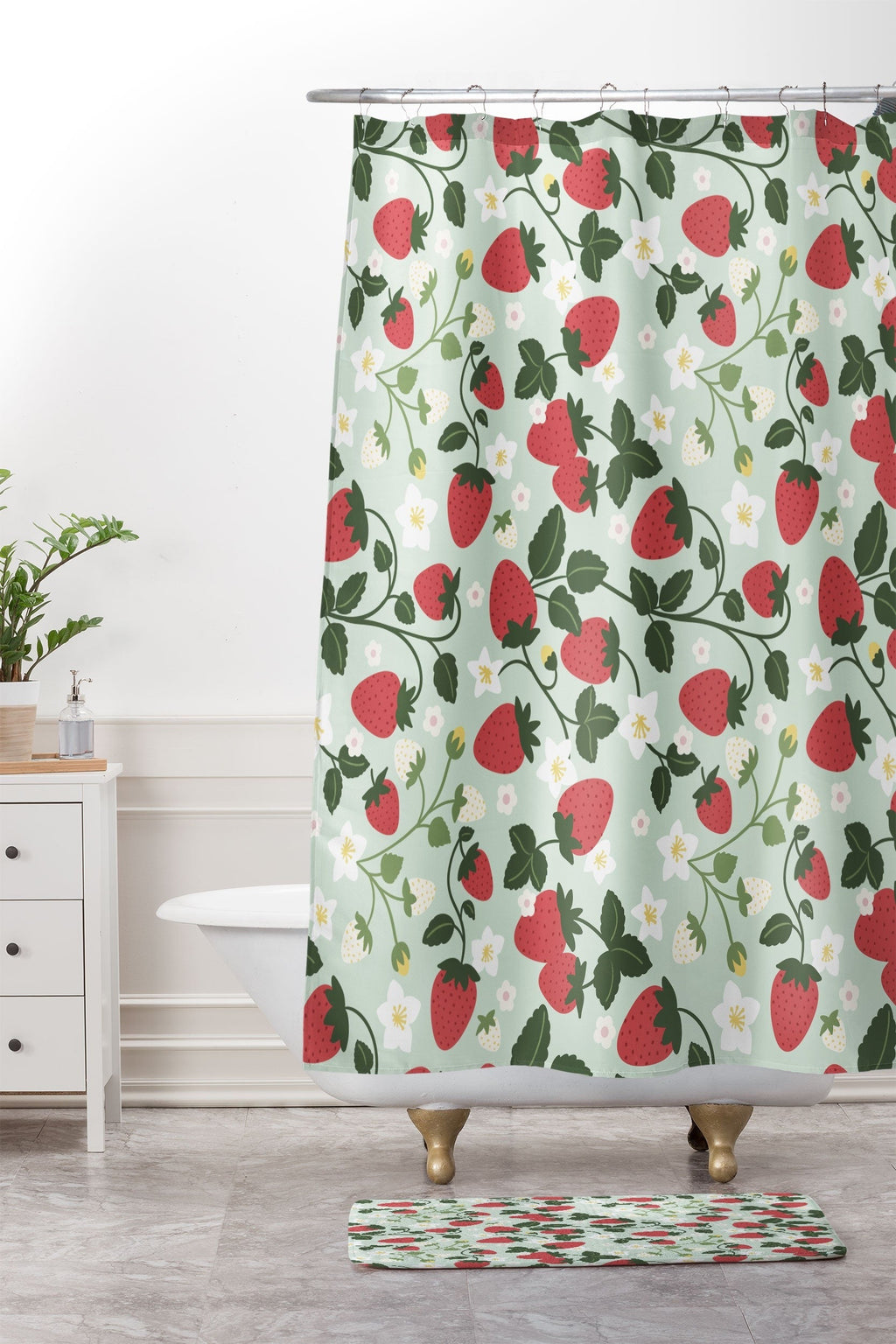 Design by Spark Strawberry Florals Fields Memory Foam Bath Mat