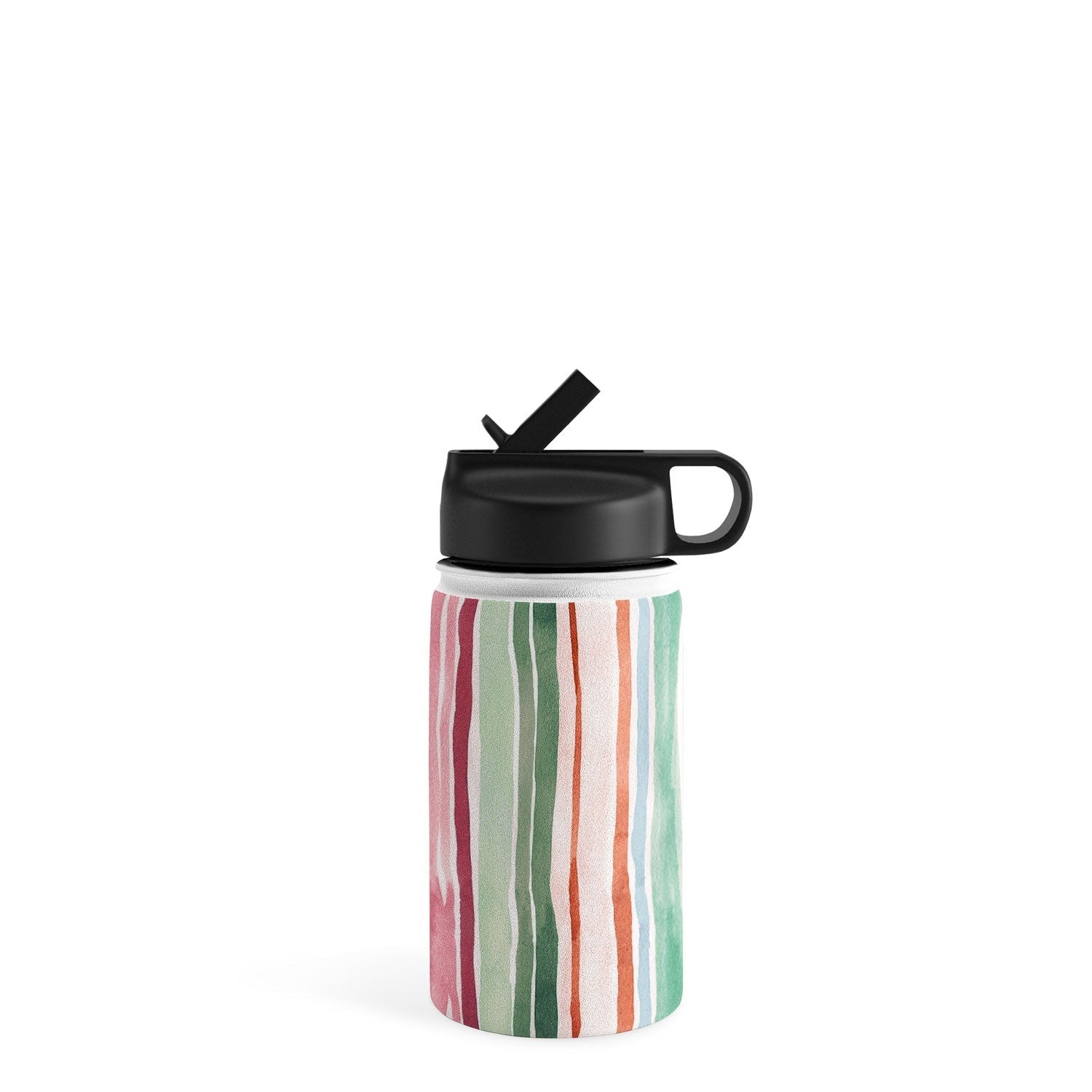 Ninola Design Botanic Retreat Watercolor Stripes Green Orange Red Water Bottle