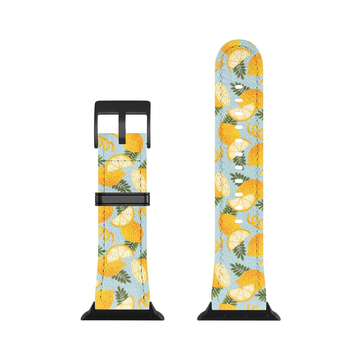 Jessica Molina Lemon Pattern on Sky Blue Apple Watch Band