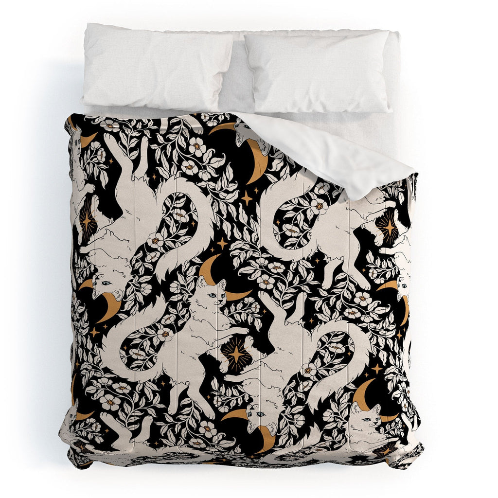 Avenie Celestial Cats Gold Comforter