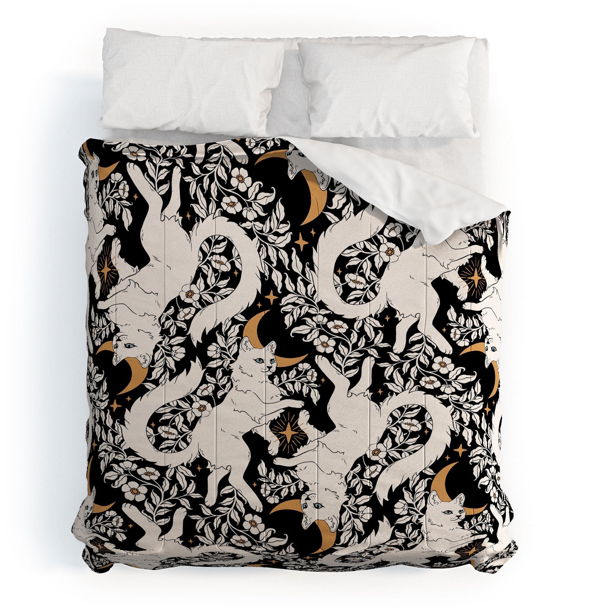 Avenie Celestial Cats Gold Comforter
