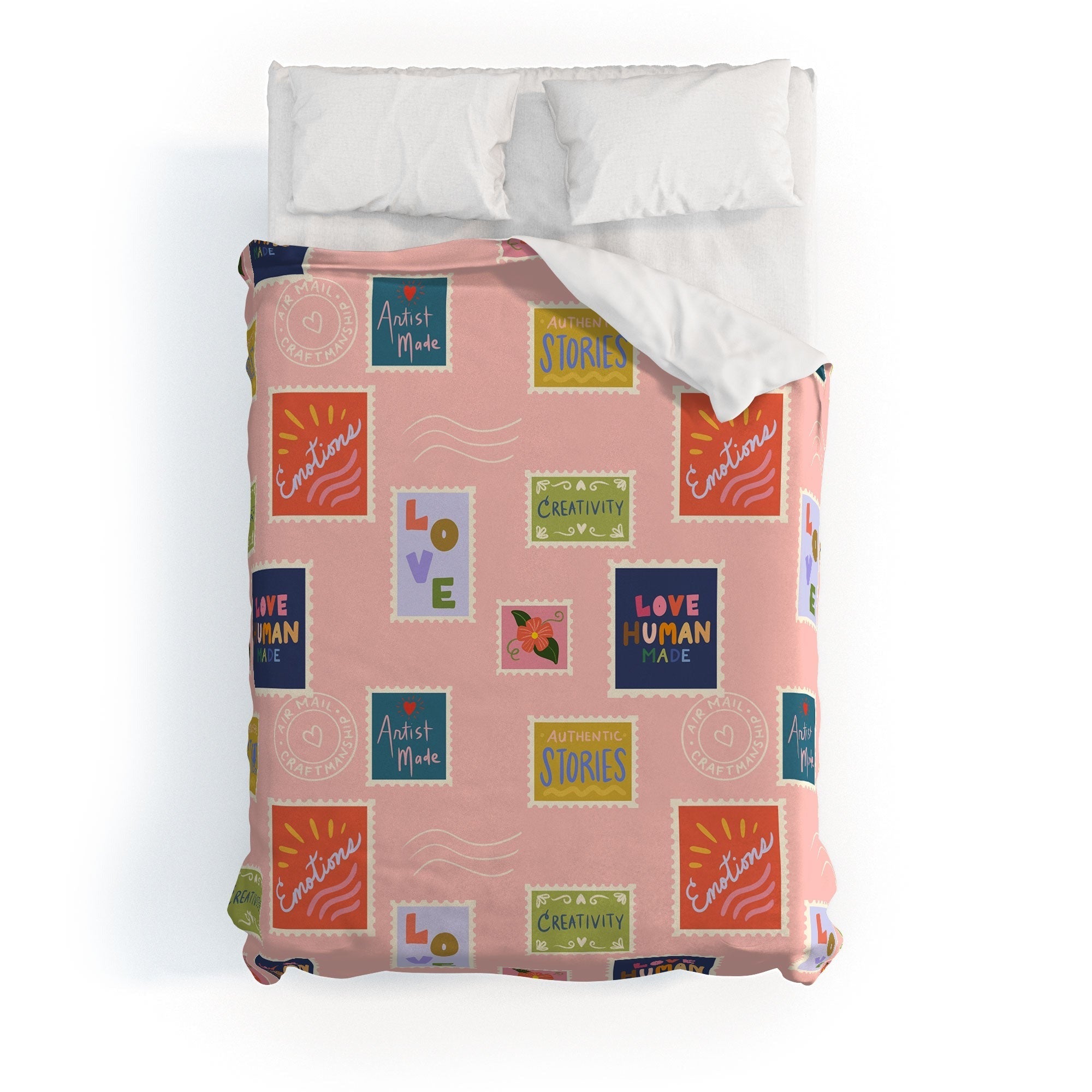 Design by Spark Love Human Made Stamps Duvet Cover