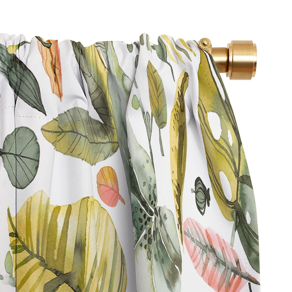 Ninola Design Botanic Retreat Tropical Jungle Leaves Botanical Green Orange Blackout Non Repeat