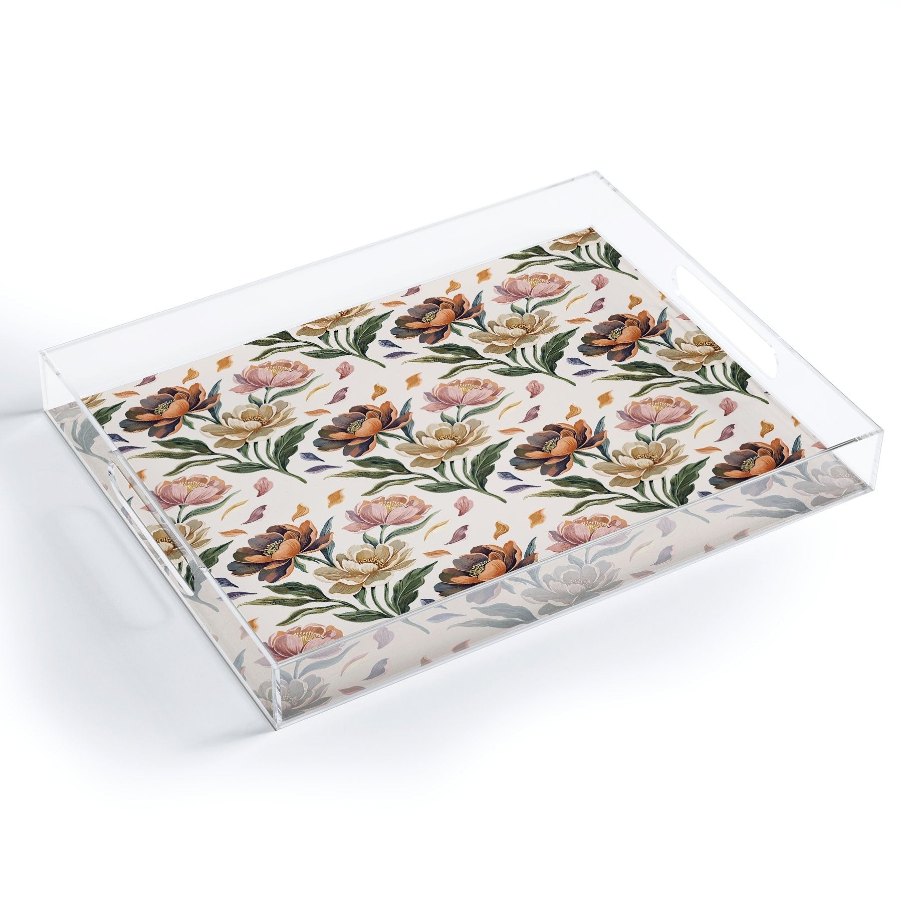 Marta Barragan Camarasa Hand Painted Peony Florals Acrylic Tray