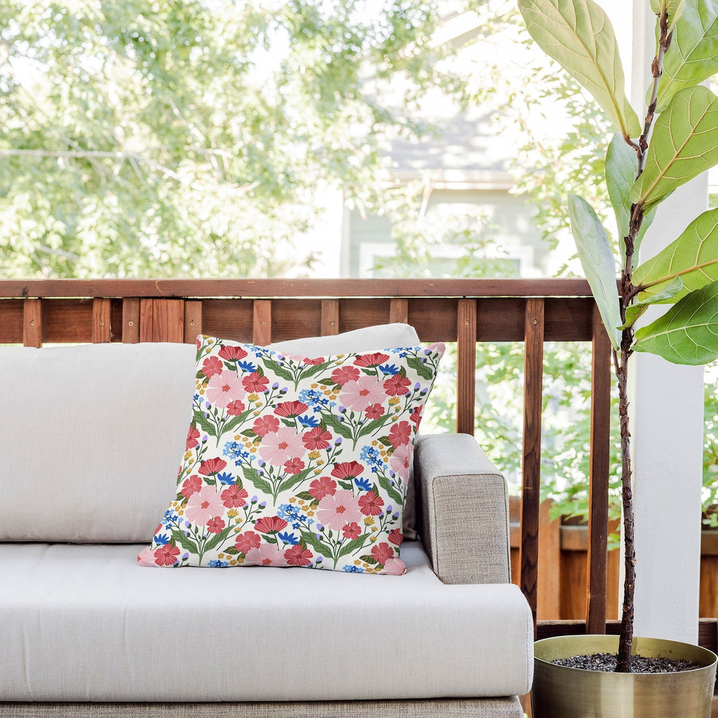 Design by Spark Wild Bloom Flowers Outdoor Throw Pillow