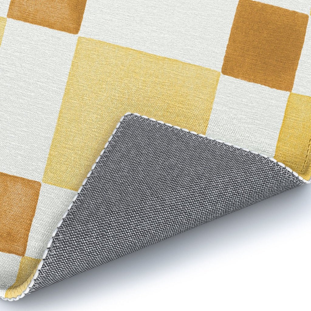 Ninola Design Everyday Artifact Checker Mosaic Tiles Geometry Yellow Area Rug