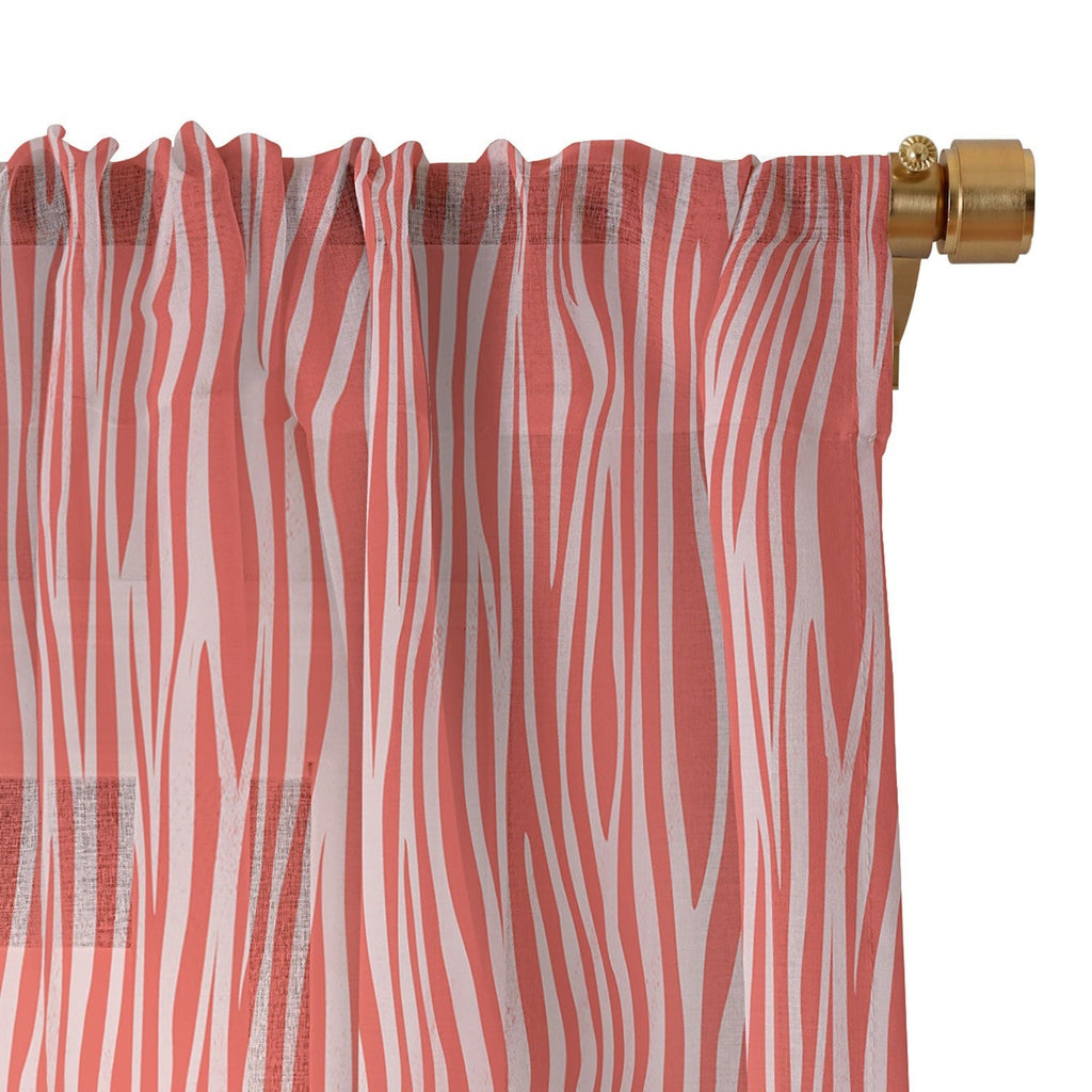 Avenie BR Red Zebra Stripe Sheer Window Curtain