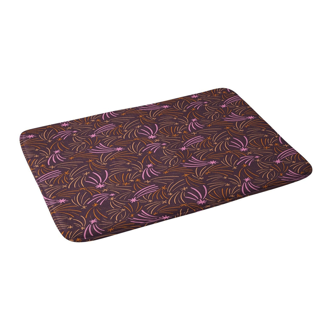 Little Om Pattern Shooting Stars plum Memory Foam Bath Mat