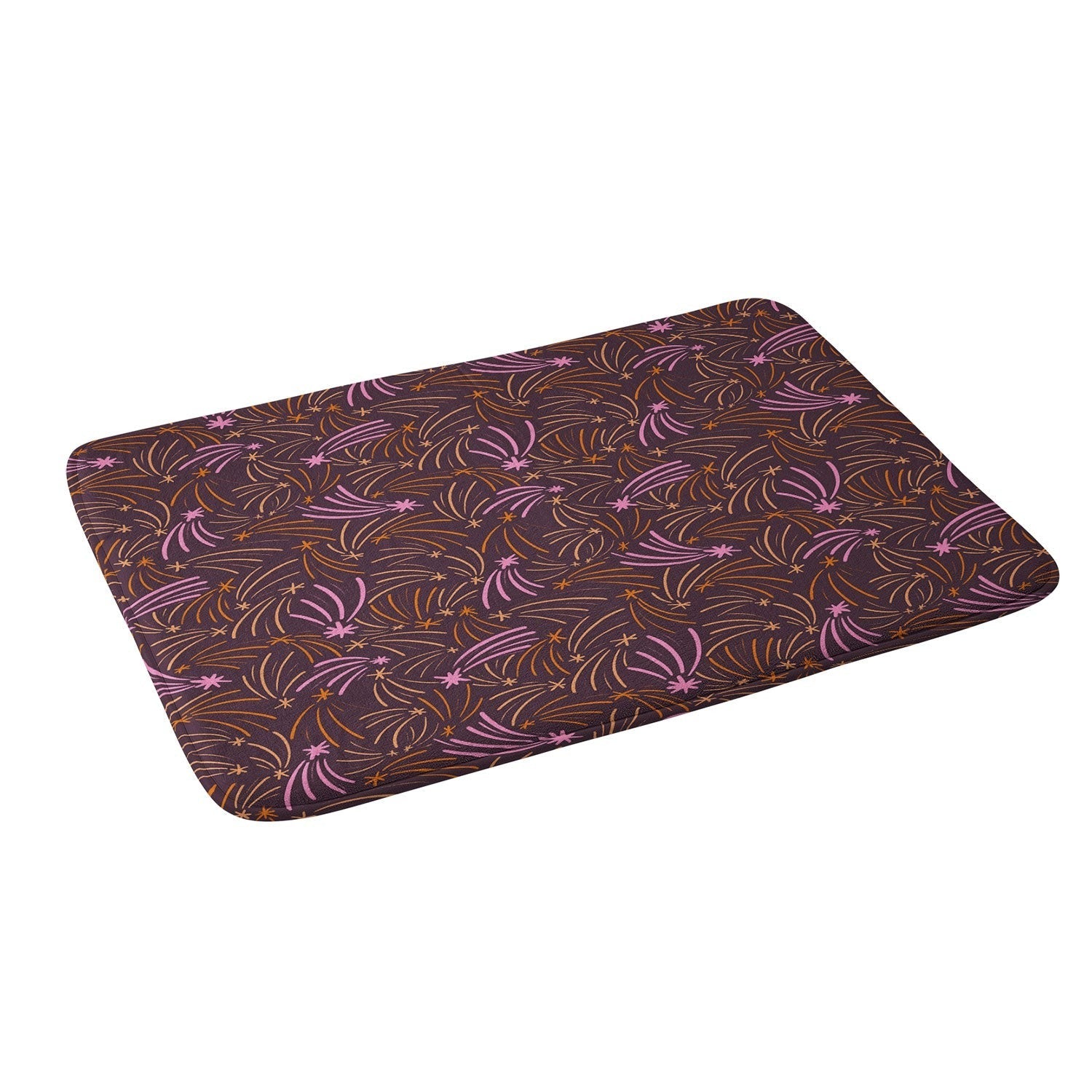 Little Om Pattern Shooting Stars plum Memory Foam Bath Mat