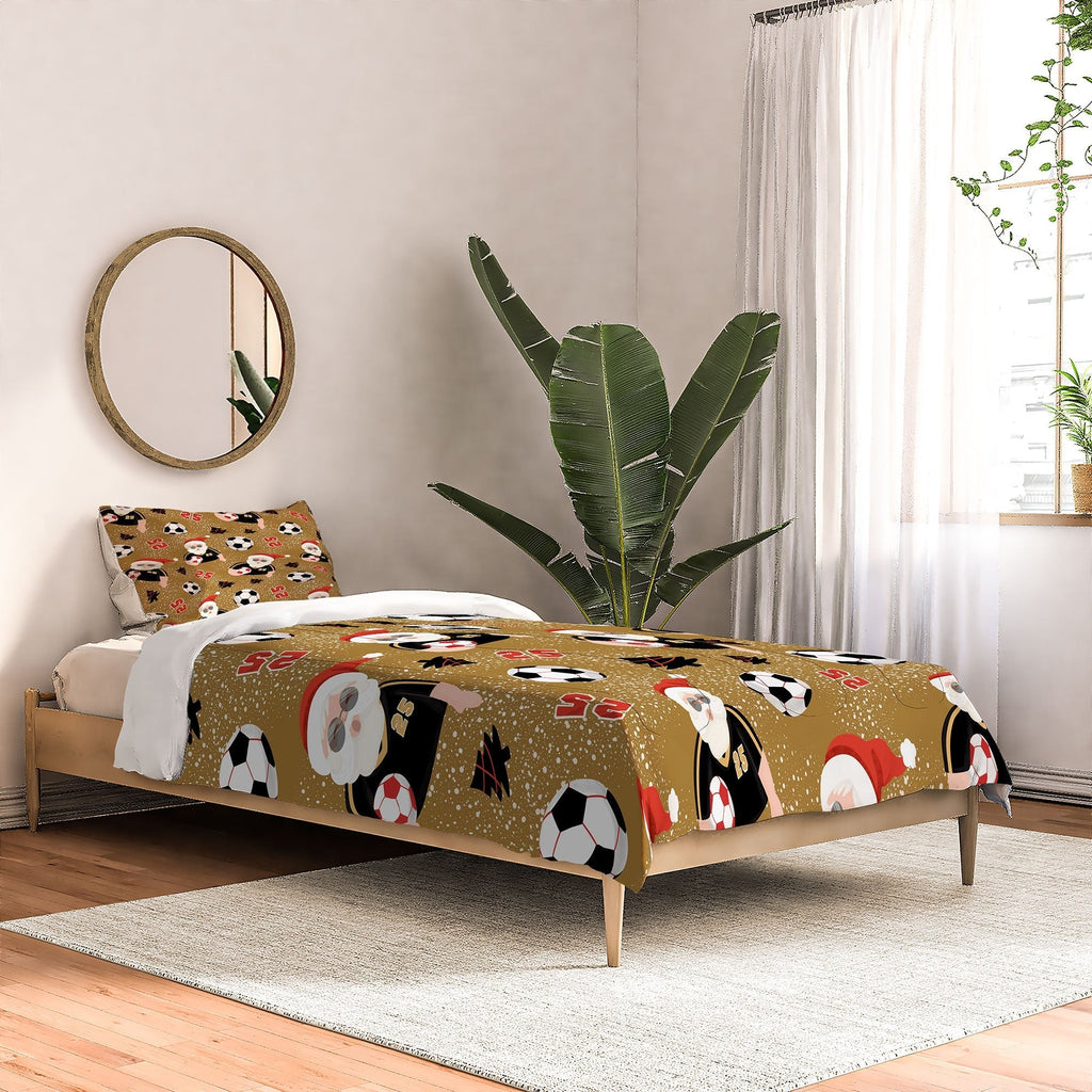 Design by Spark Sporty Soccer Santa Holiday Comforter