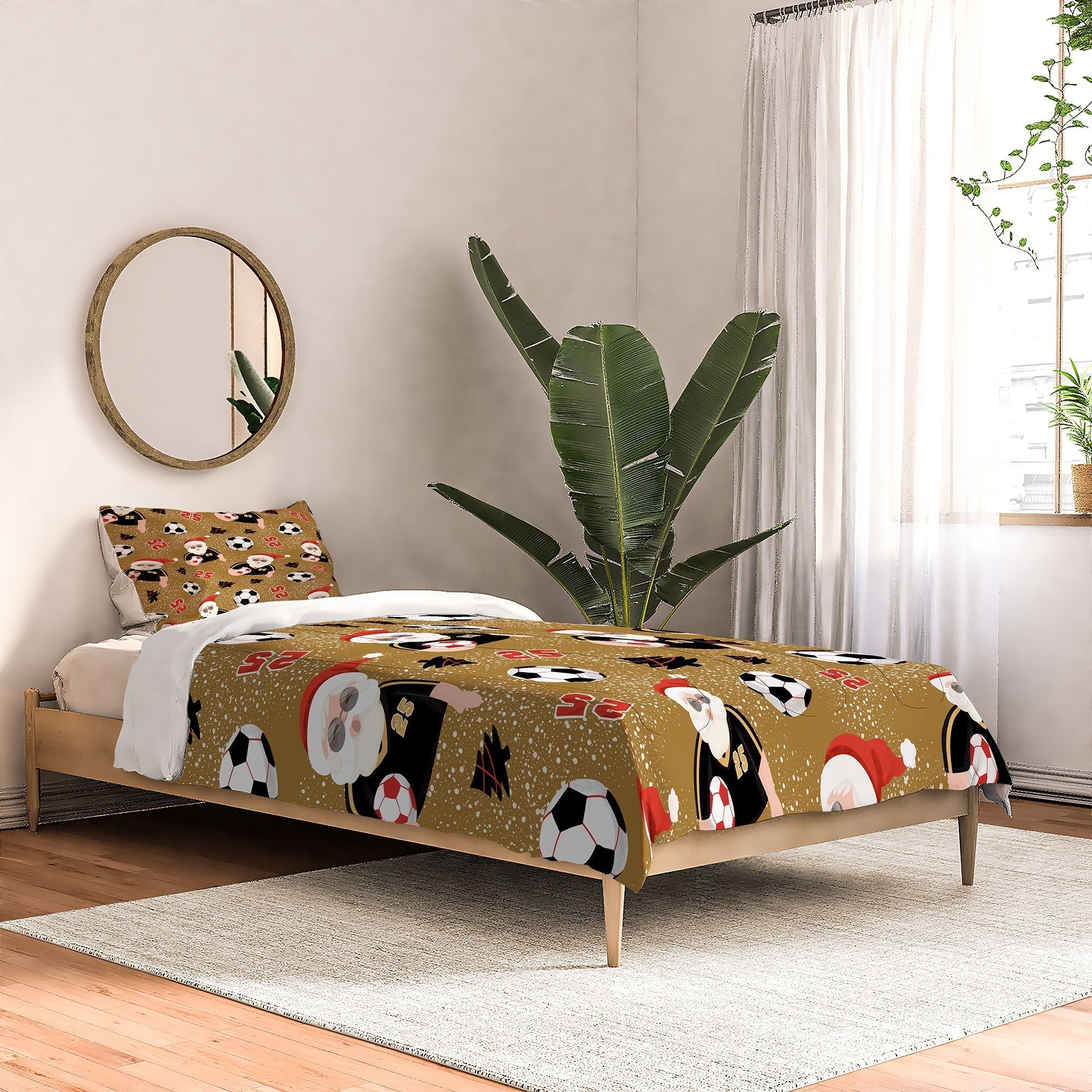 Design by Spark Sporty Soccer Santa Holiday Comforter