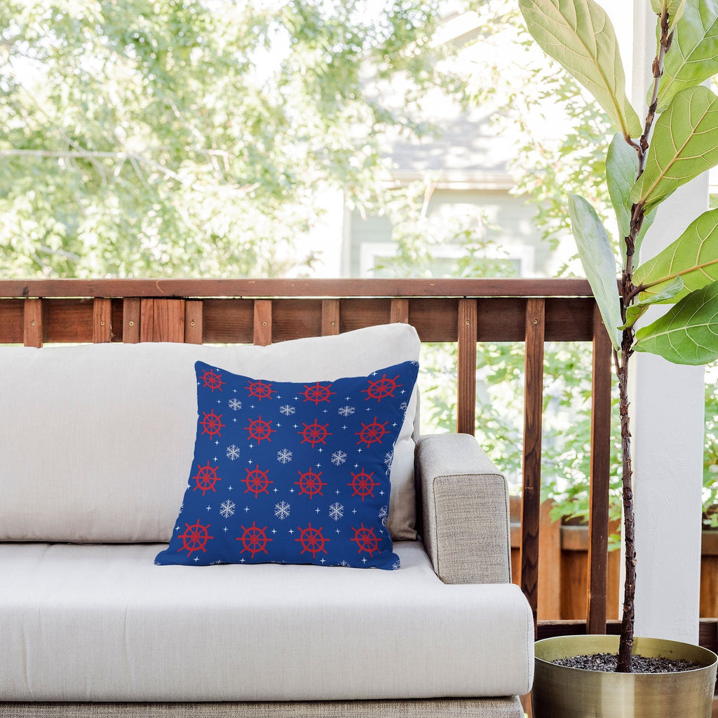 Design by Spark Holiday Helms and Snowflakes Outdoor Throw Pillow