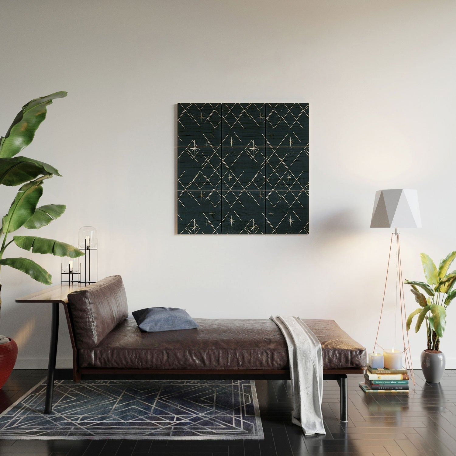 Little Om Starry Web navy Wood Wall Mural