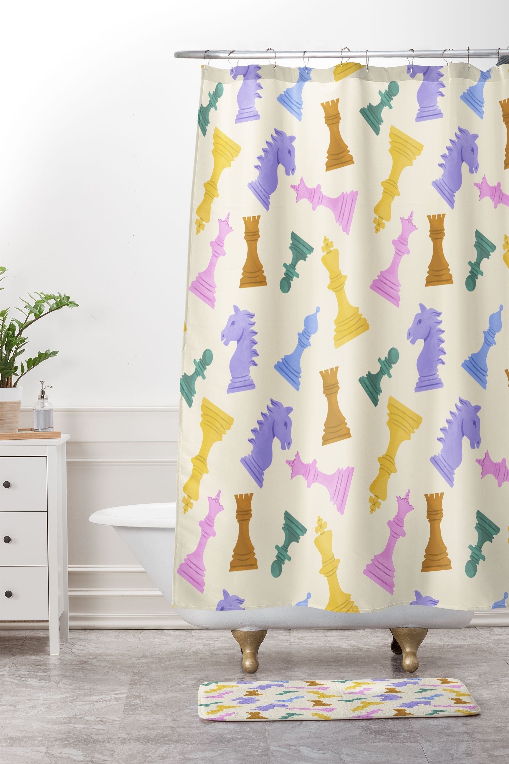 Design by Spark Chess Game Pieces Memory Foam Bath Mat