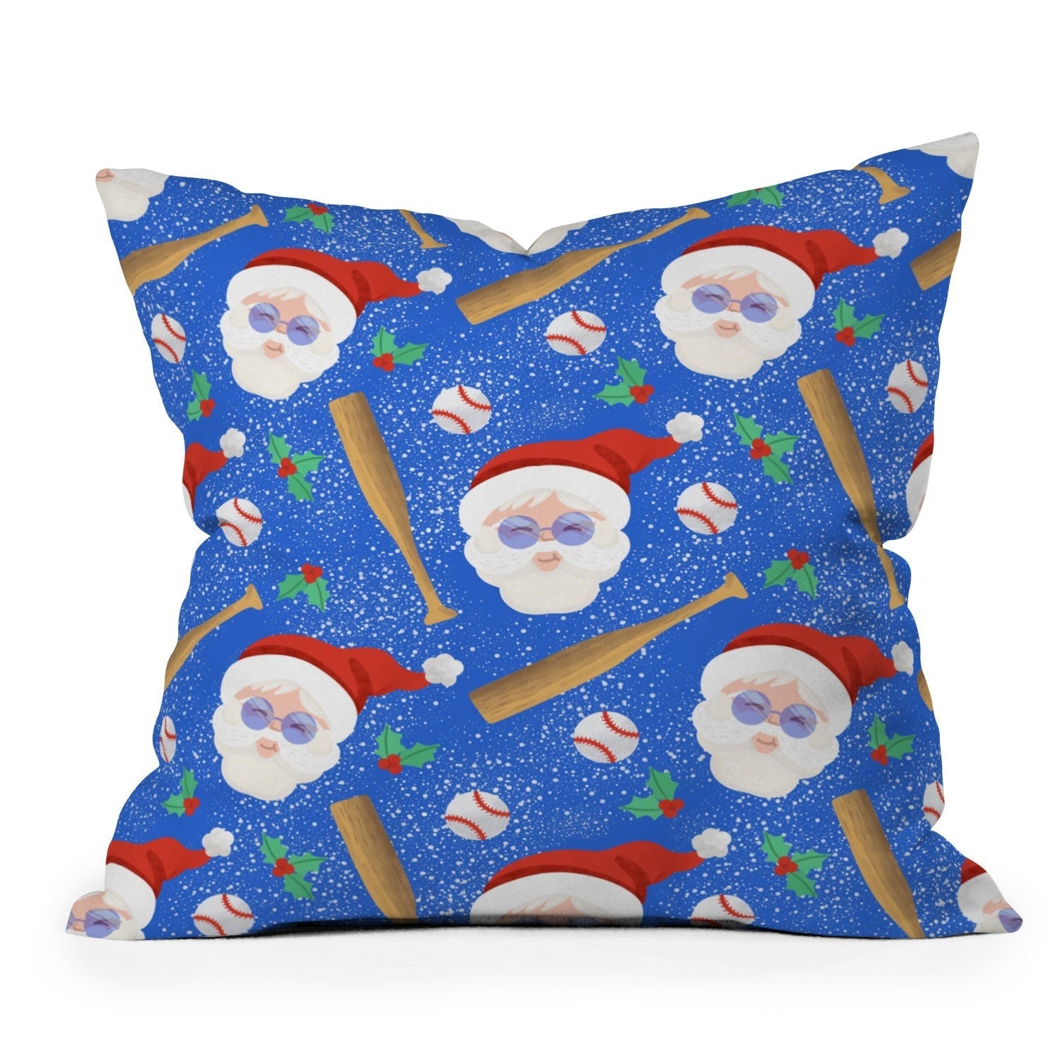 Design by Spark Sporty Baseball Santa Outdoor Throw Pillow