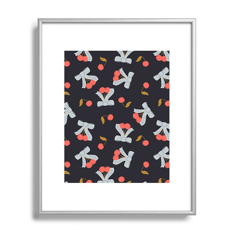 Jennifer Labre Cherries and Bows Metal Framed Art Print
