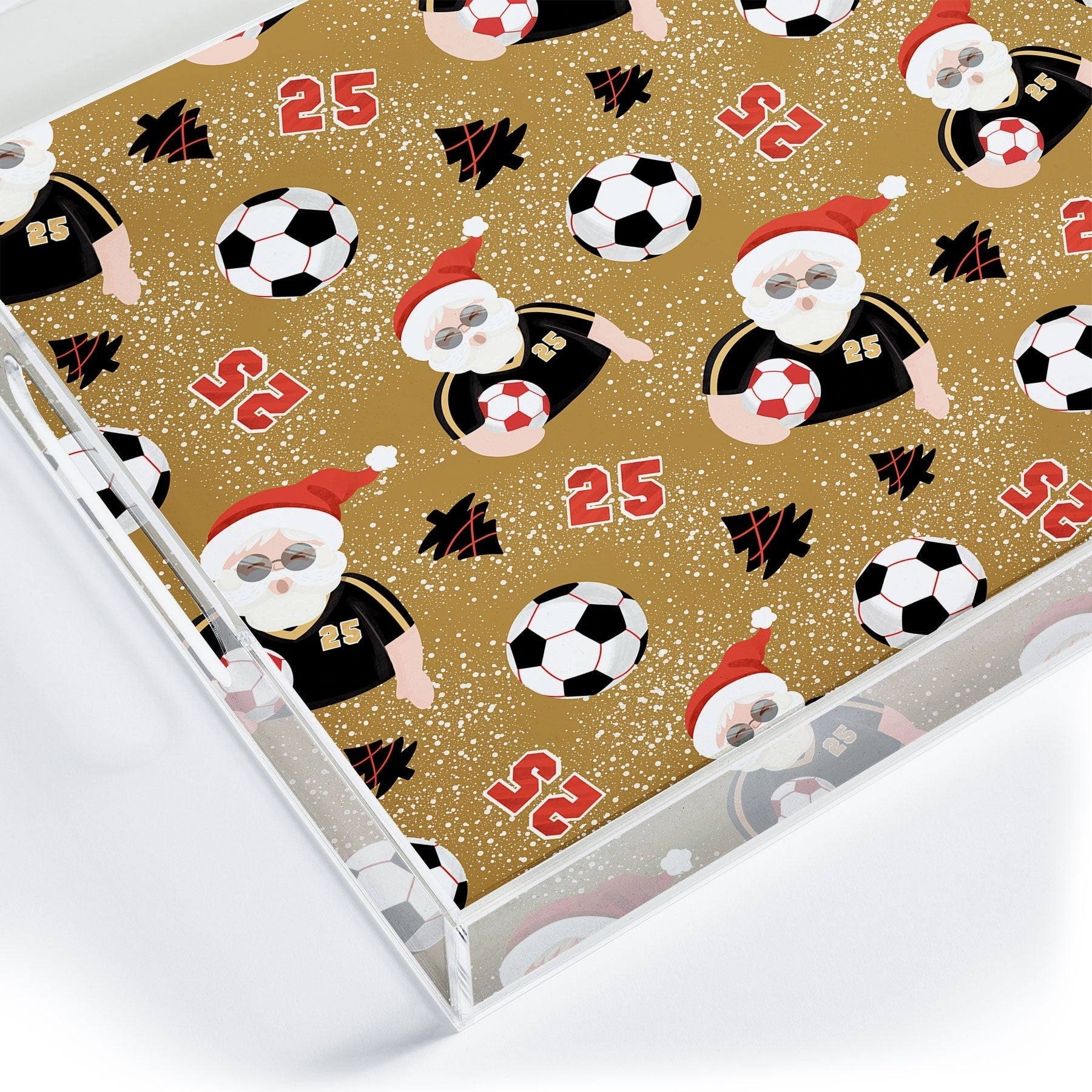 Design by Spark Sporty Soccer Santa Holiday Acrylic Tray