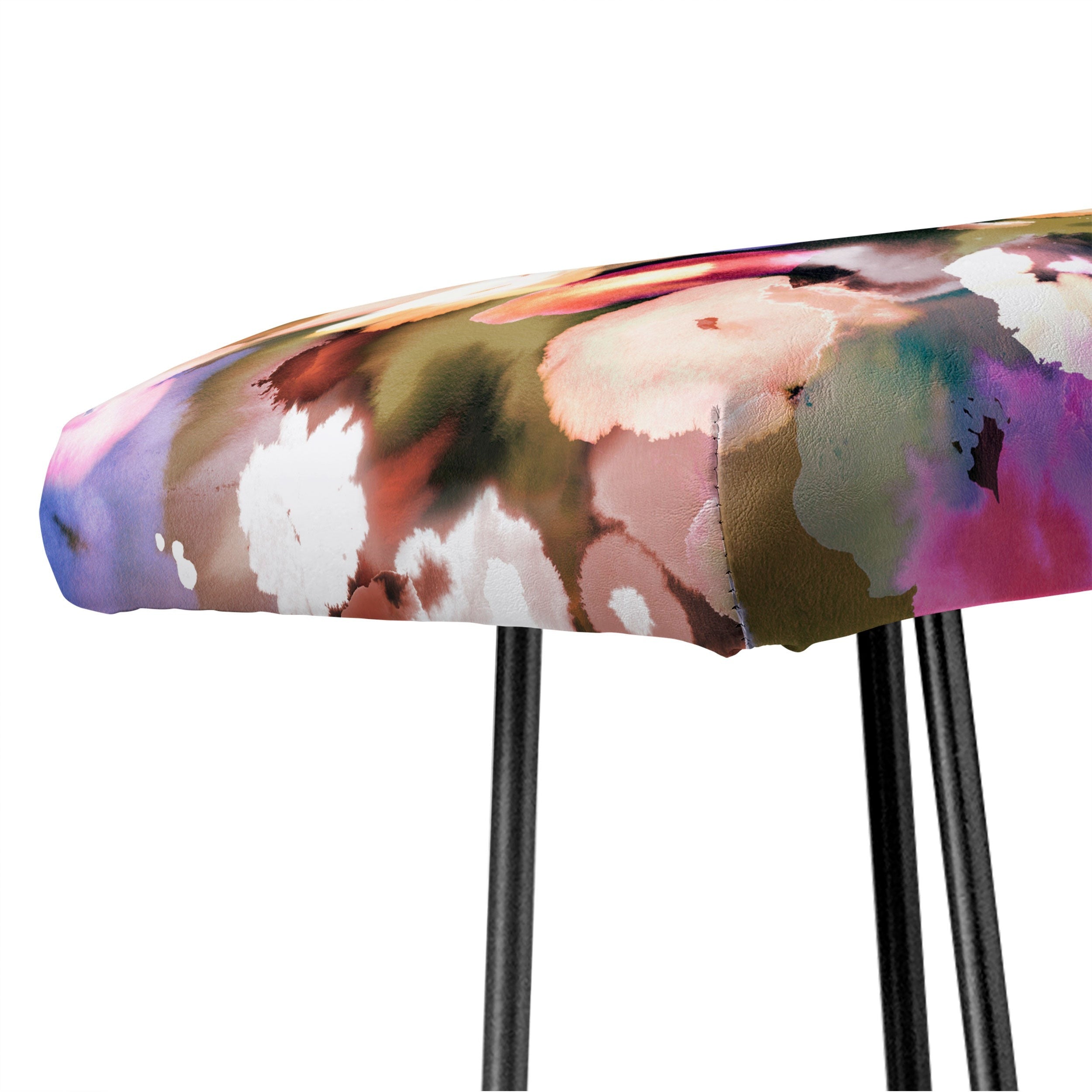 Ninola Design Botanic Retreat Ombre Abstract Watercolor Flowers Pink gold Bench