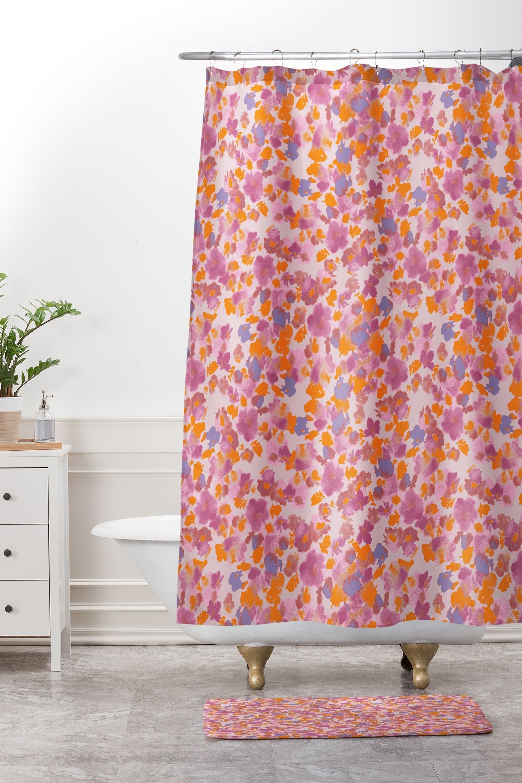 Gabriela Fuente Day Dreaming Watercolor Pink Memory Foam Bath Mat
