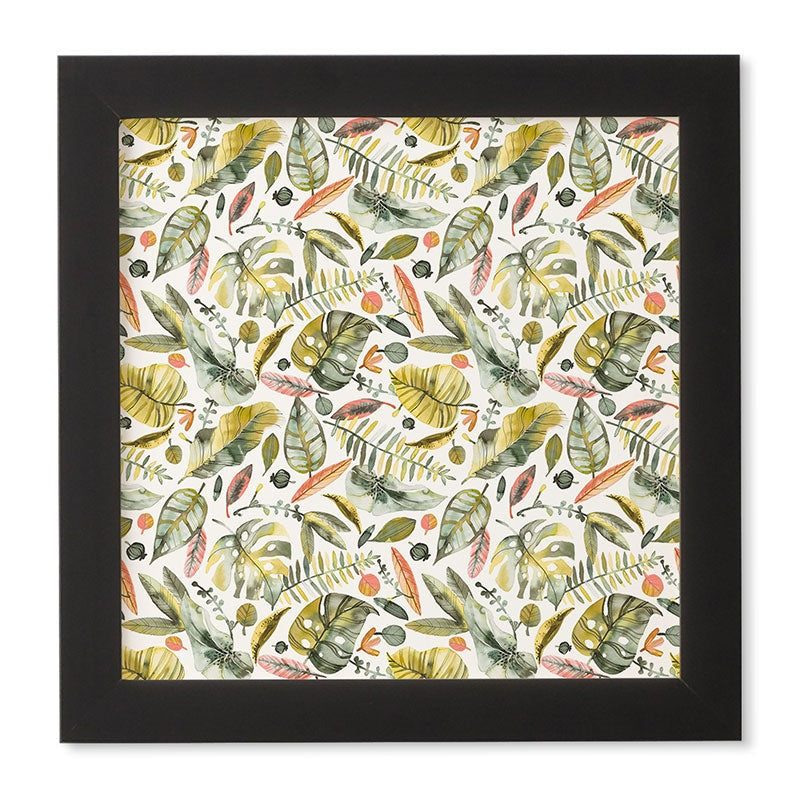 Ninola Design Botanic Retreat Tropical Jungle Leaves Botanical Green Orange Framed Wall Art