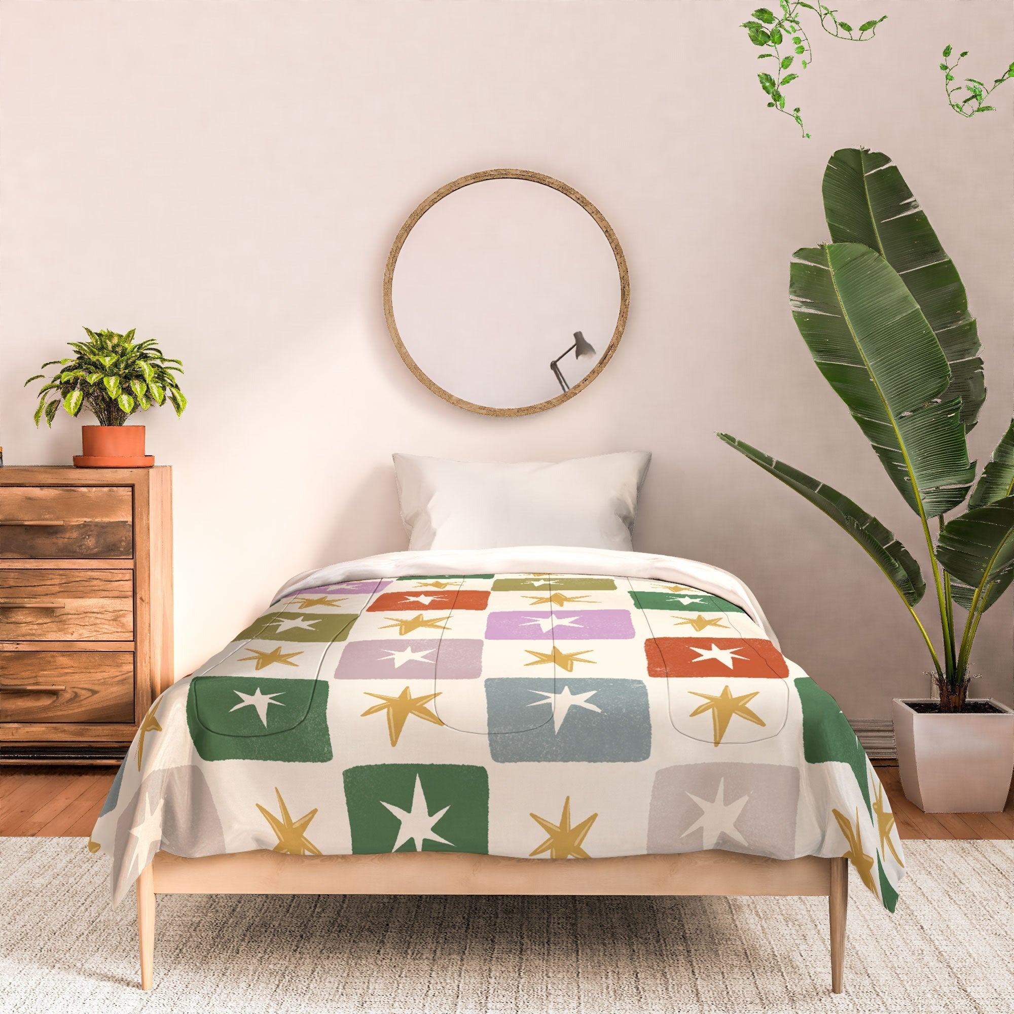 LouBruzzoni Retro Star Block Pattern Comforter