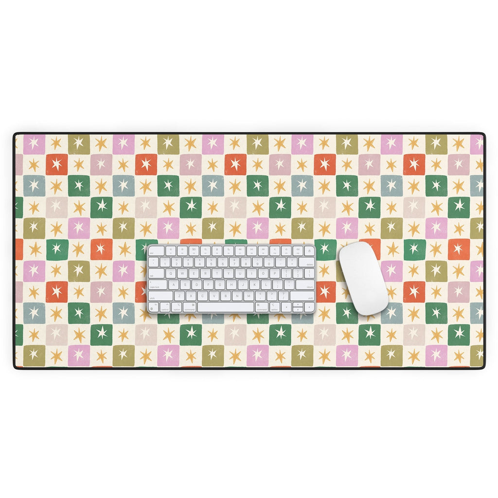 LouBruzzoni Retro Star Block Pattern Desk Mat