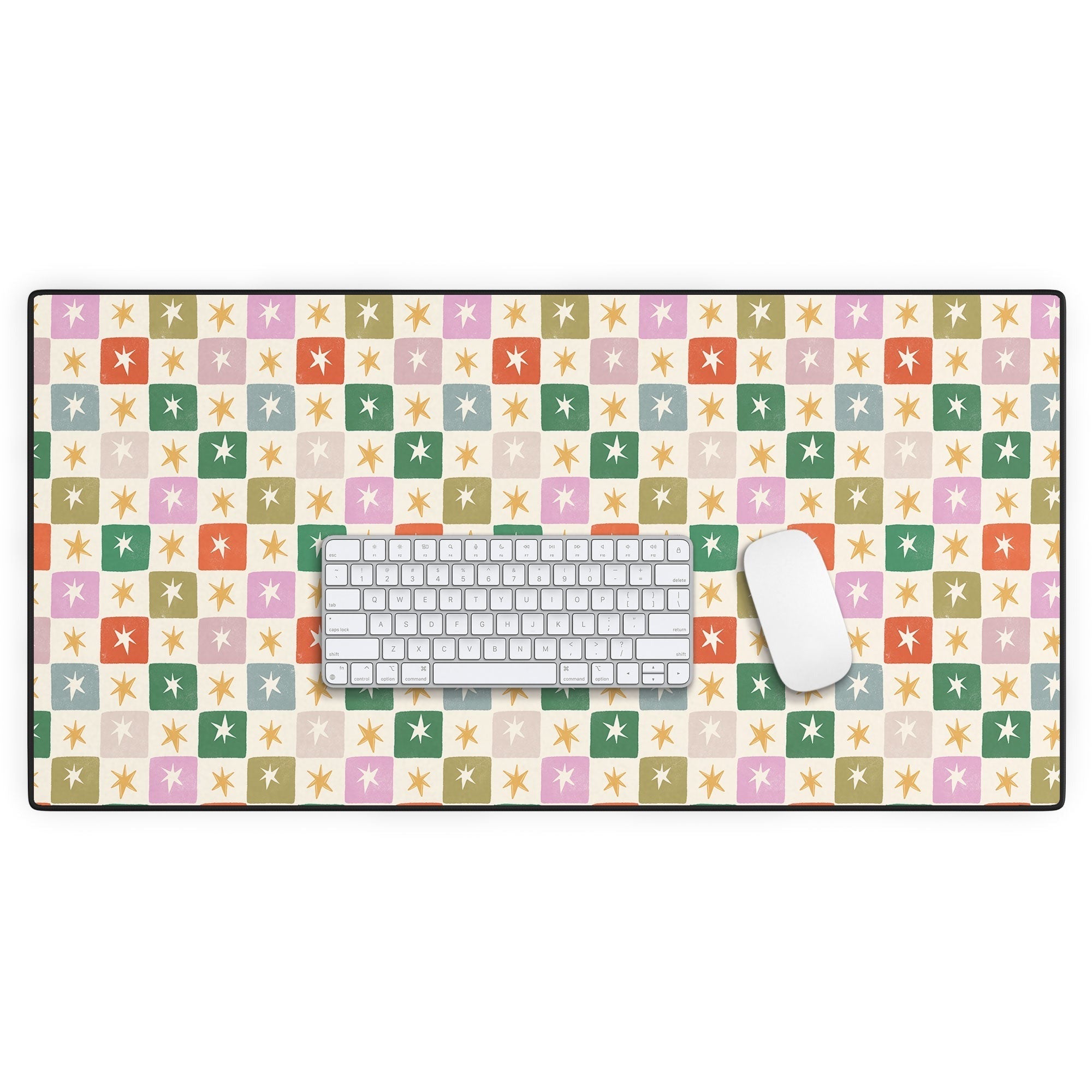 LouBruzzoni Retro Star Block Pattern Desk Mat