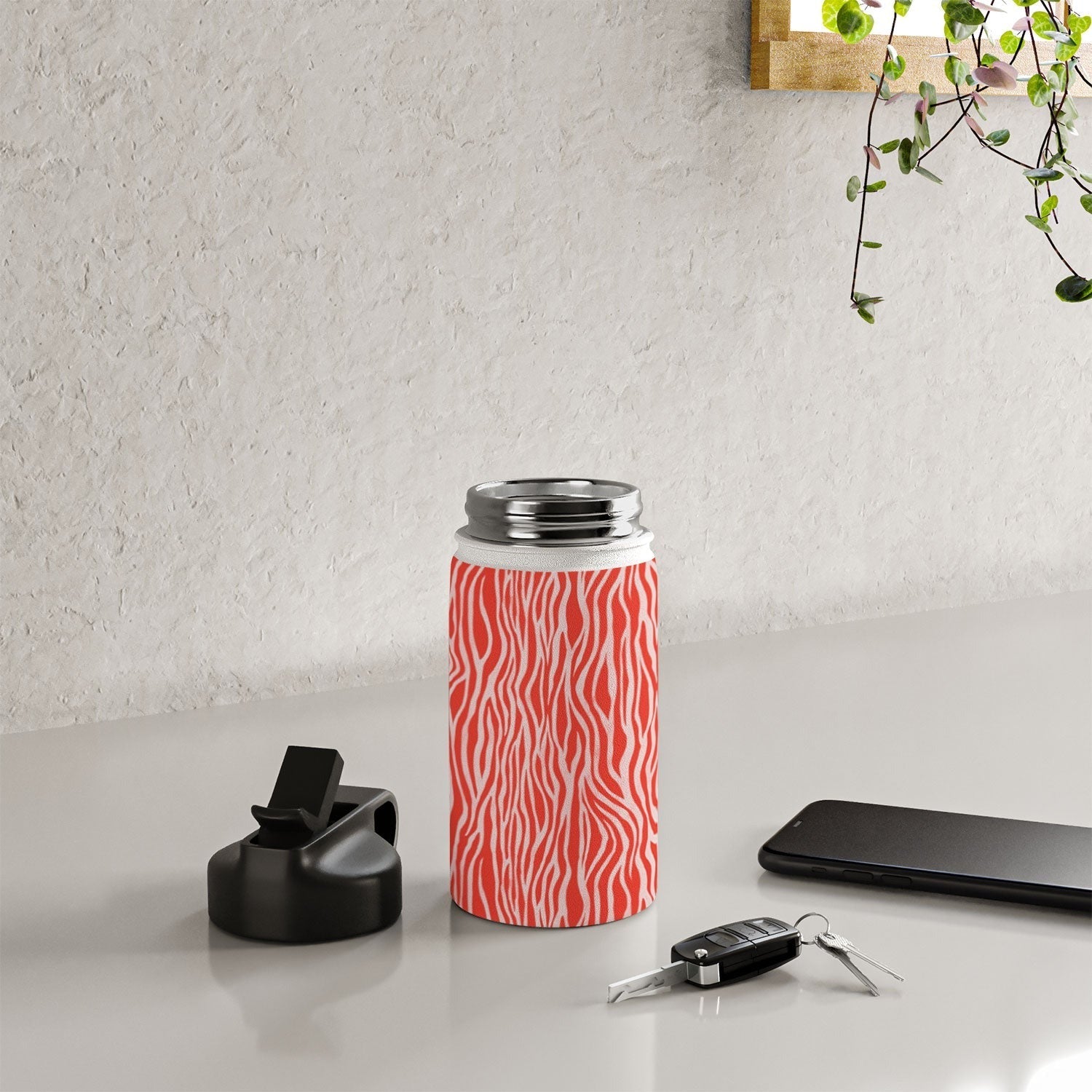 Avenie BR Red Zebra Stripe Water Bottle